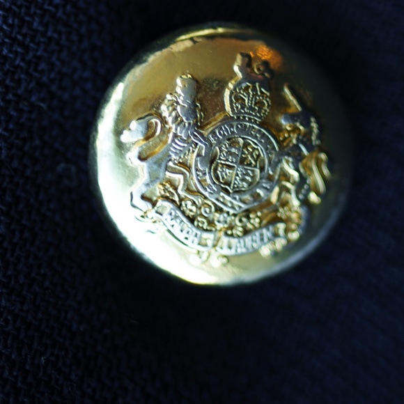 RALPH LAUREN Vintage Wool Blazer, Navy blue Gold Crown Crest, Size 4 P / 2 R - Picture 10 of 11